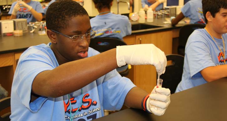 student with test tube