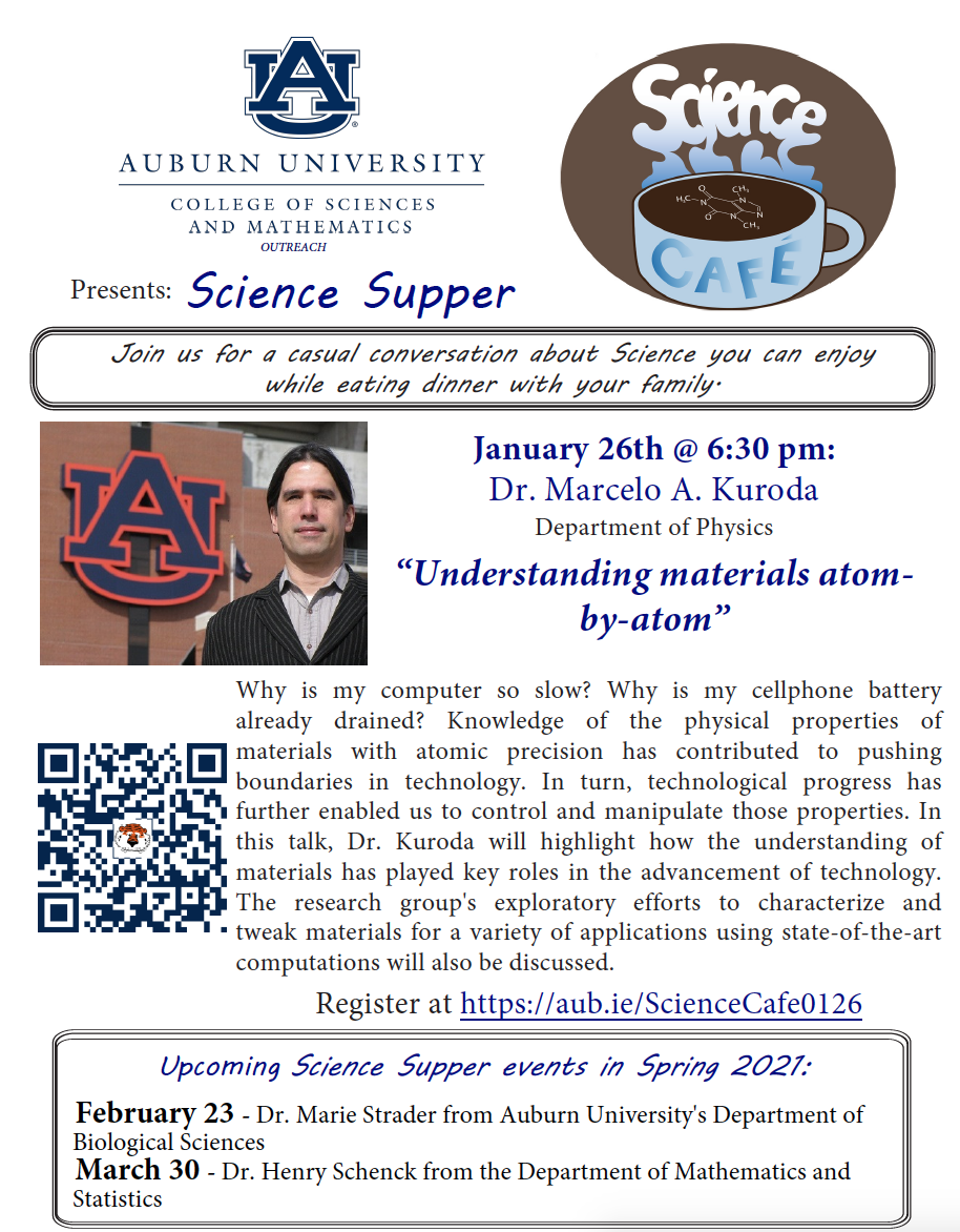 Don't miss the first Science Supper of 2021: “Understanding materials atom-by-atom”