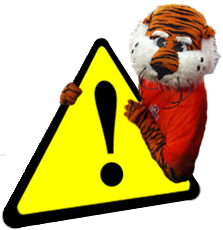 Aubie with Warning Sign