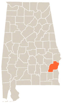 Barbour County Highlighted In Orange on State of Alabama Map