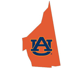 Outline of Cherokee County Alabama with AU logo on top