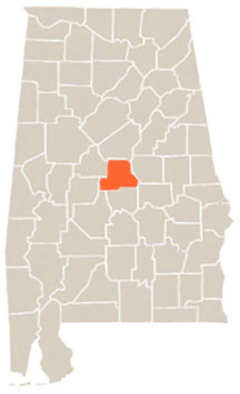 Chilton County Highlighted In Orange on State of Alabama Map