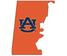 Outline of Choctaw County Alabama with AU logo on top