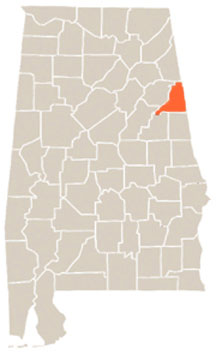 Cleburne County Highlighted In Orange on State of Alabama Map