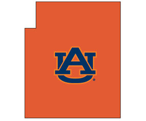 Outline of Coffee County Alabama with AU logo on top