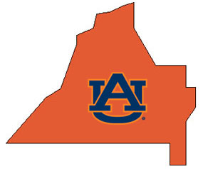 Outline of Conecuh County Alabama with AU logo on top