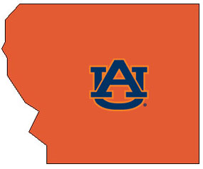 Outline of Coosa County Alabama with AU logo on top