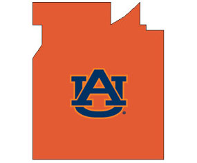 Outline of Covington County Alabama with AU logo on top