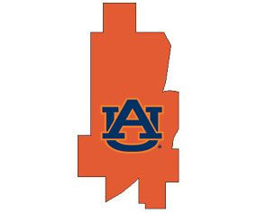 Outline of Crenshaw County Alabama with AU logo on top