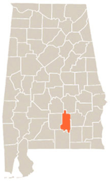 Crenshaw County Highlighted In Orange on State of Alabama Map