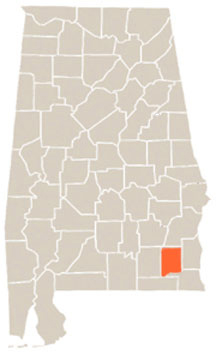 Dale County Highlighted In Orange on State of Alabama Map