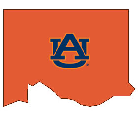 Outline of Elmore County Alabama with AU logo on top
