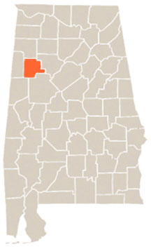 >Fayette County Highlighted In Orange on State of Alabama Map