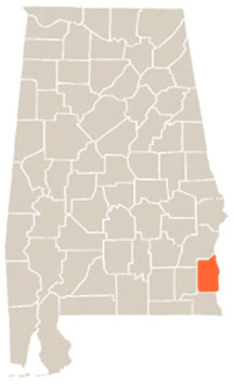 Henry County Highlighted In Orange on State of Alabama Map