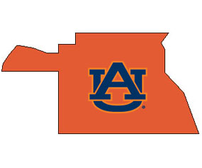 Outline of Houston County Alabama with AU logo on top