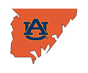 Outline of Jackson County Alabama with AU logo on top