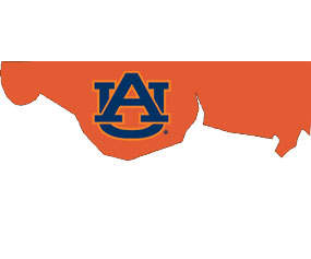 Outline of Lauderdale County Alabama with AU logo on top