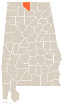 ALimestone County Highlighted In Orange on State of Alabama Map