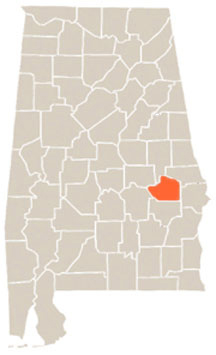Macon County Highlighted In Orange on State of Alabama Map