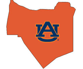 Outline of Marshall County Alabama with AU logo on top