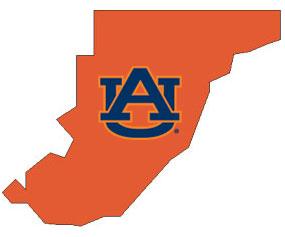 Outline of Monroe County Alabama with AU logo on top