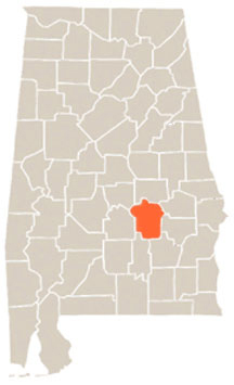 Montgomery County Highlighted In Orange on State of Alabama Map