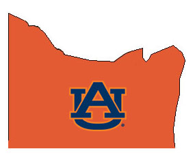 Outline of Morgan County Alabama with AU logo on top
