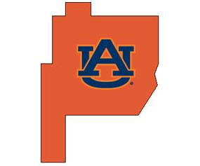 Outline of Perry County Alabama with AU logo on top