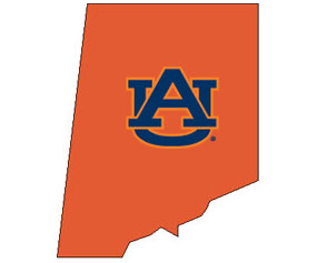 Outline of Pickens County Alabama with AU logo on top