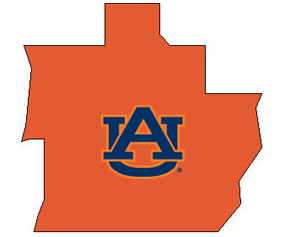 Outline of Pike County Alabama with AU logo on top