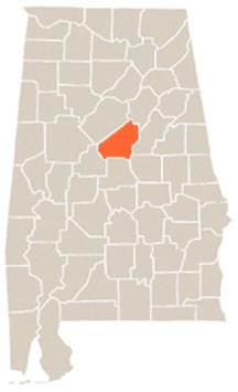 Shelby County Highlighted In Orange on State of Alabama Map