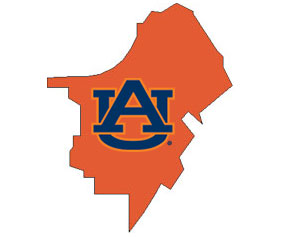 Outline of St. Clair County Alabama with AU logo on top