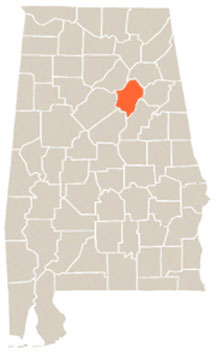 St. Clair County Highlighted In Orange on State of Alabama Map