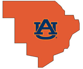 Outline of Walker County Alabama with AU logo on top