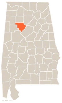 Walker County Highlighted In Orange on State of Alabama Map