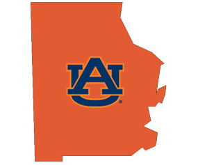 Outline of Washington County Alabama with AU logo on top