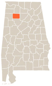 Winston County Highlighted In Orange on State of Alabama Map