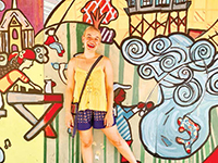 Lily Jackson poses with painted wall.