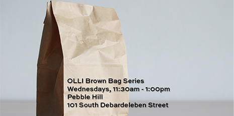 Brown paper bag with words OLLI Brown Bag Series