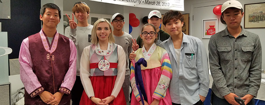 Group photo of students attending Korea Corner's Chuseok celebration