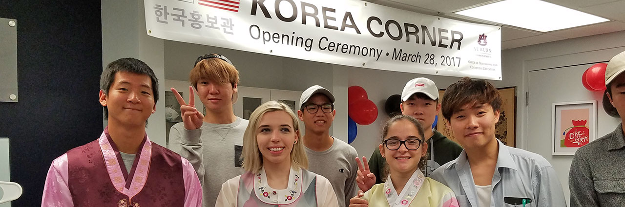 Group photo of students attending Korea Corner's Chuseok celebration