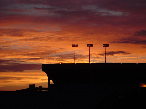 stadium at sunset