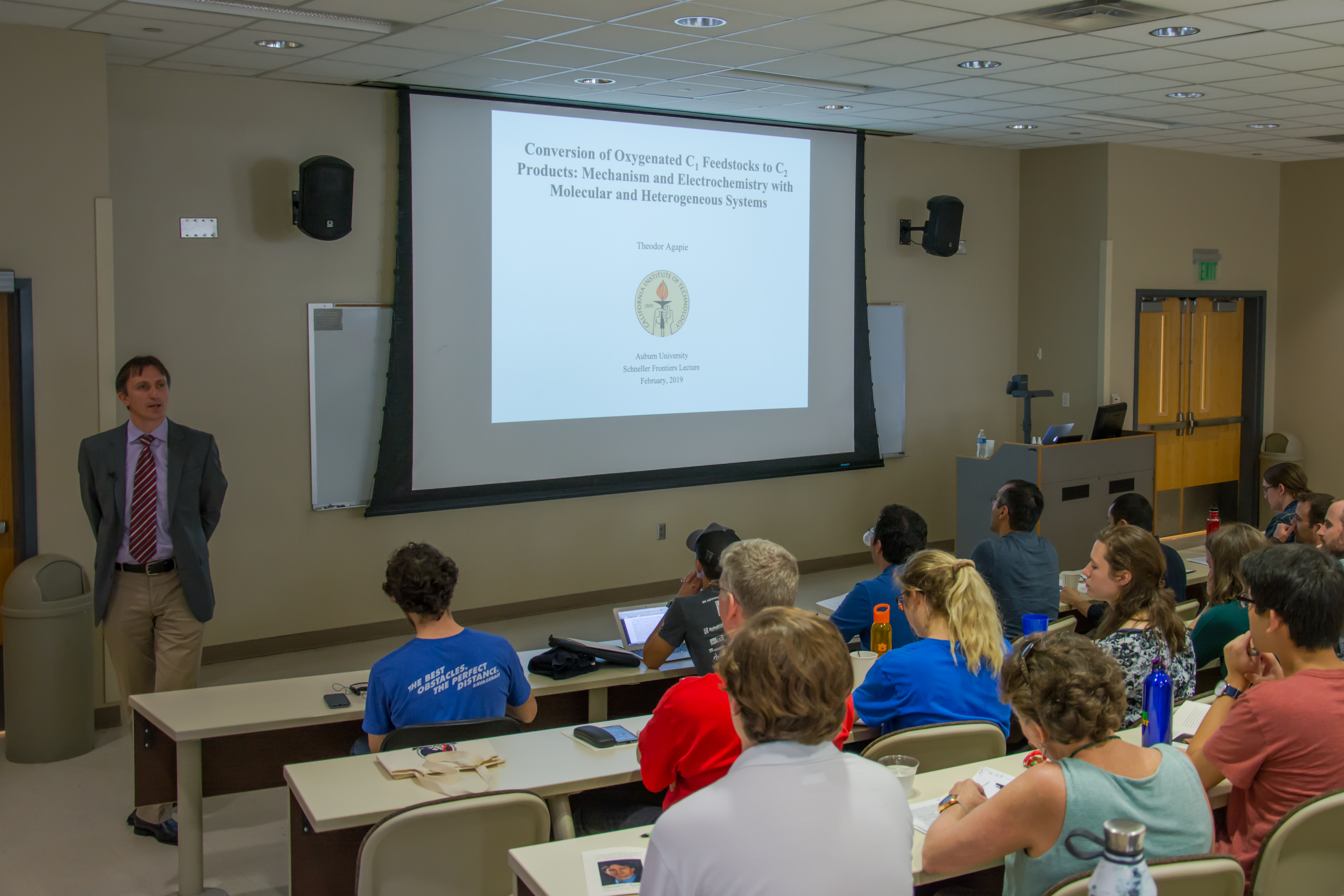 Dr. Theodor Agapie discussed his research as the speaker for the Schneller Frontiers Lecture.