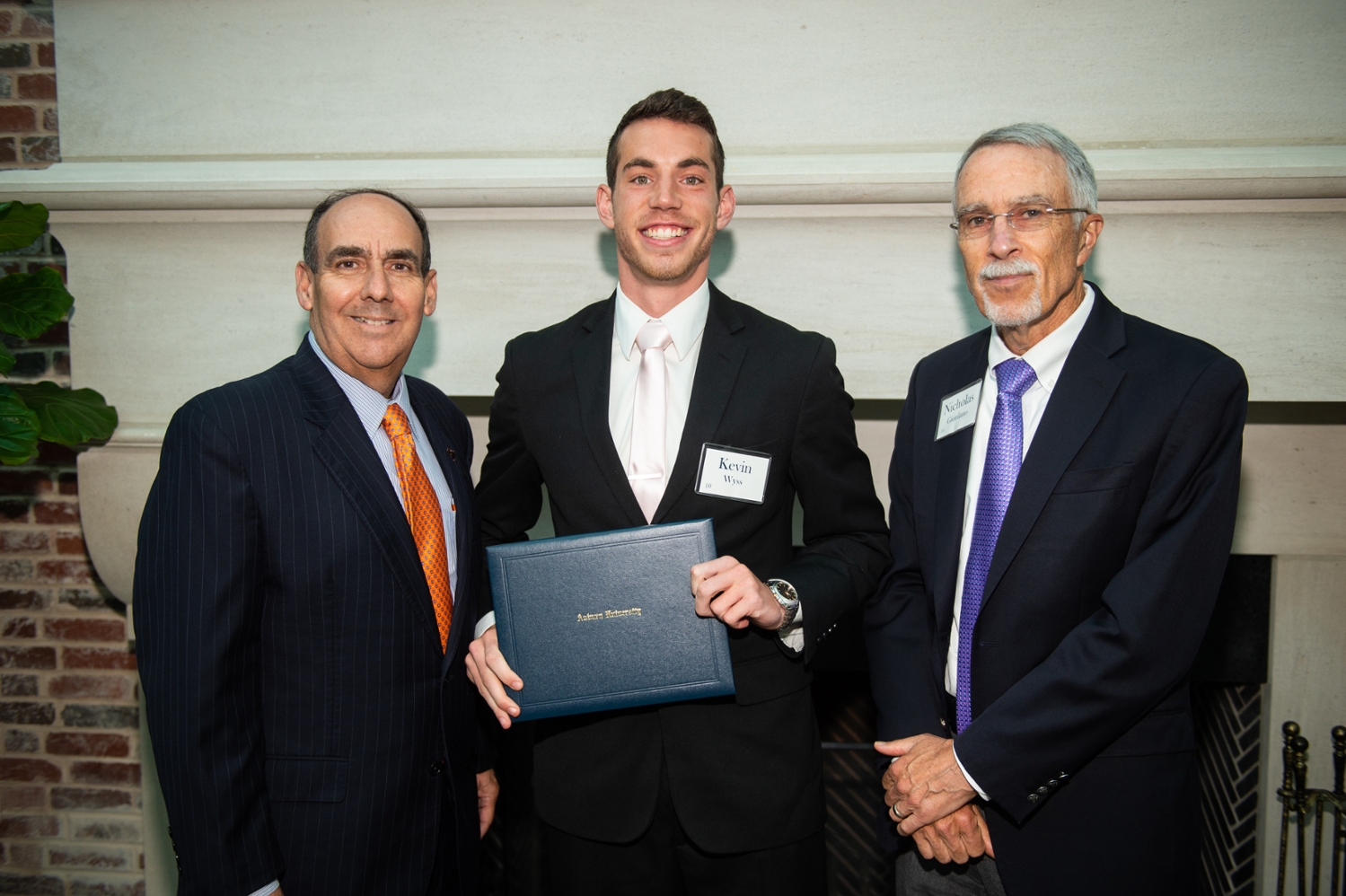 AUM Chancellor Carl A. Stockton, Kevin Wyss and COSAM Dean Nicholas J. Giordano.