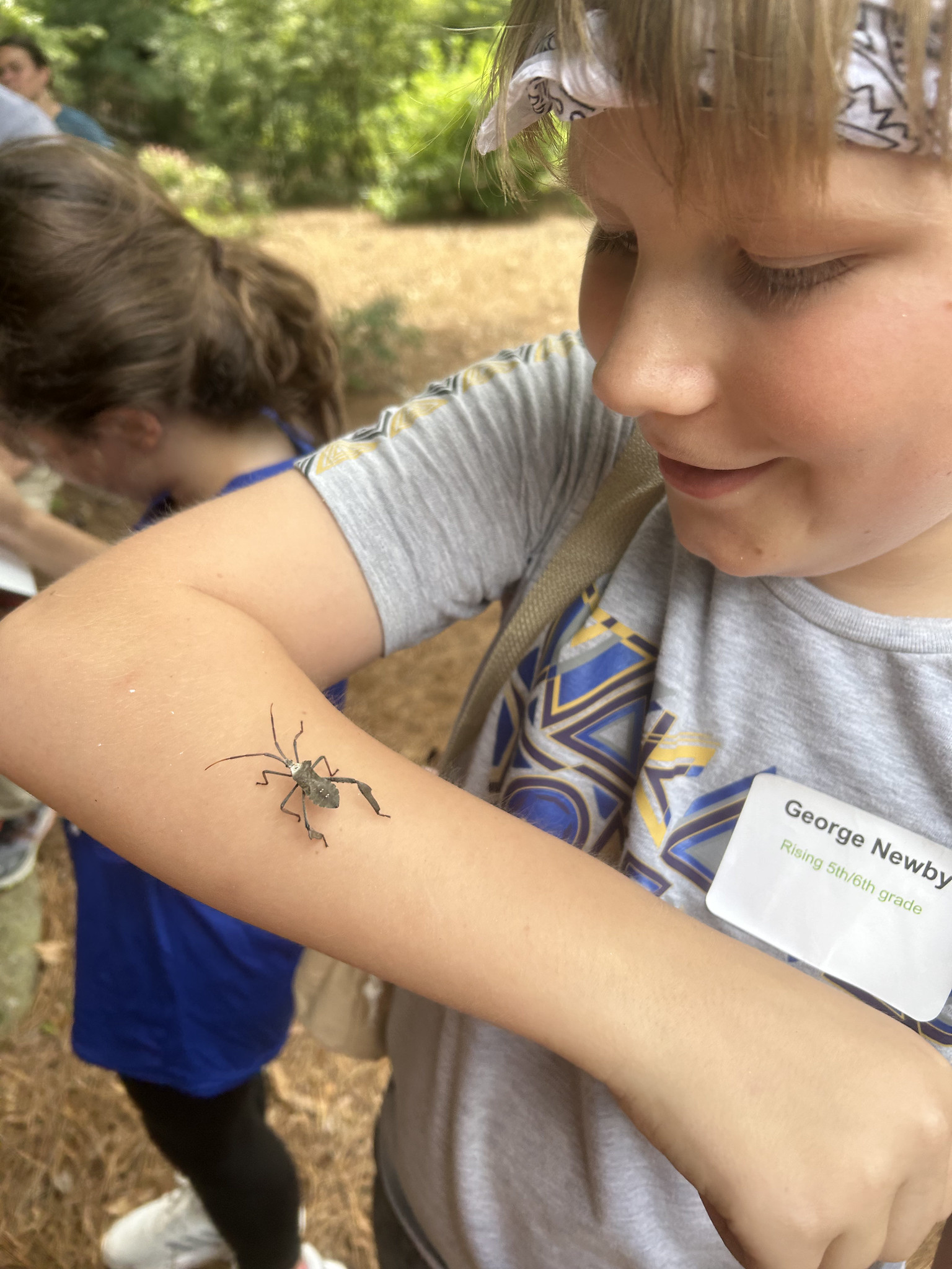 George Newby examines an insect during a Curious Curators field trip.