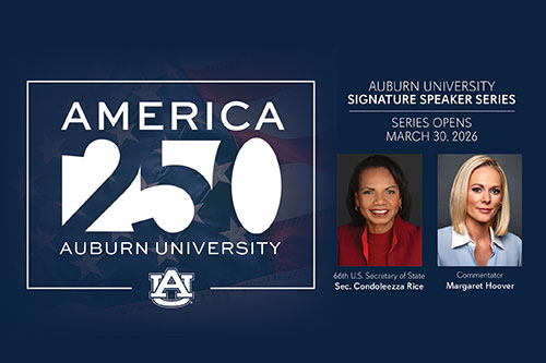 Graphic of America250 speakers featuring Condoleeza Rice and Margaret Hoover