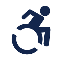 Icon graphic of a person in a wheelchair