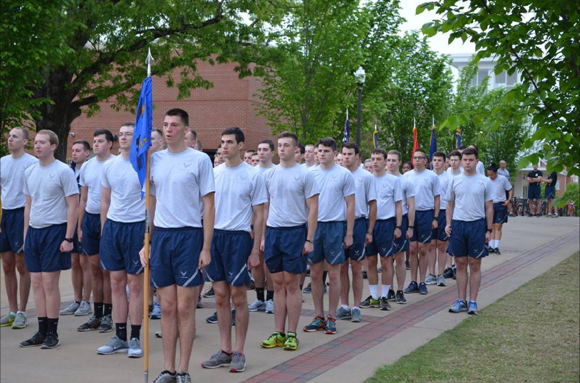 AFROTC students standing at attention.