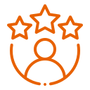 orange icon of a person with three stars over their head