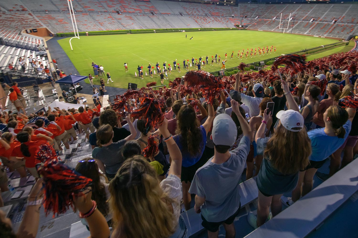 A crowd of students in Jordan-Hare Stadium